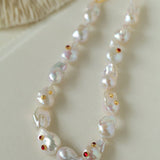 Baroque Colored Diamond Pearl Necklace - floysun