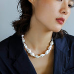 Baroque Colored Diamond Pearl Necklace - floysun