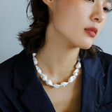 Baroque Colored Diamond Pearl Necklace - floysun