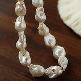 Baroque Colored Diamond Pearl Necklace - floysun