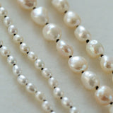 Baroque Freshwater Pearl and Black Thread Statement Necklace - floysun