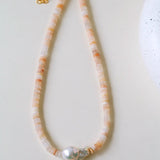 Baroque Pearl Blush Beaded Collar Necklace - floysun