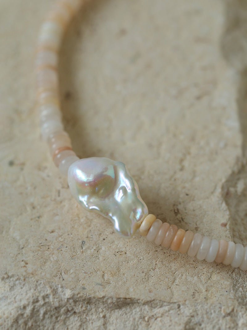 Baroque Pearl Blush Beaded Collar Necklace - floysun