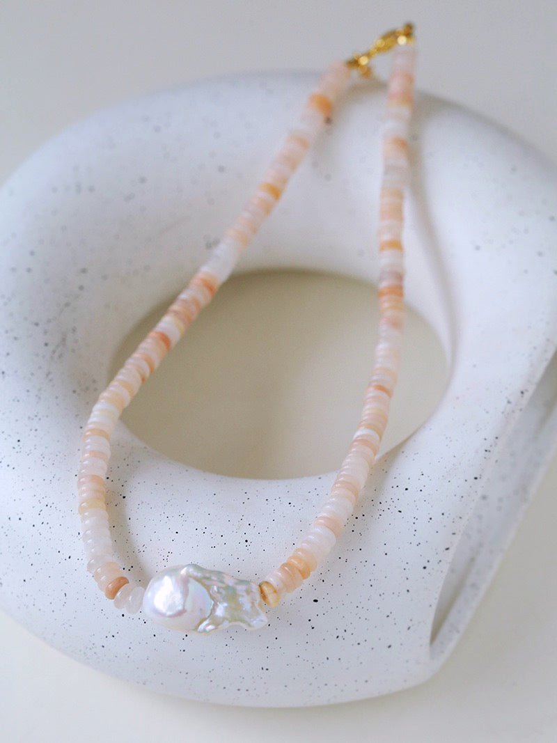 Baroque Pearl Blush Beaded Collar Necklace - floysun