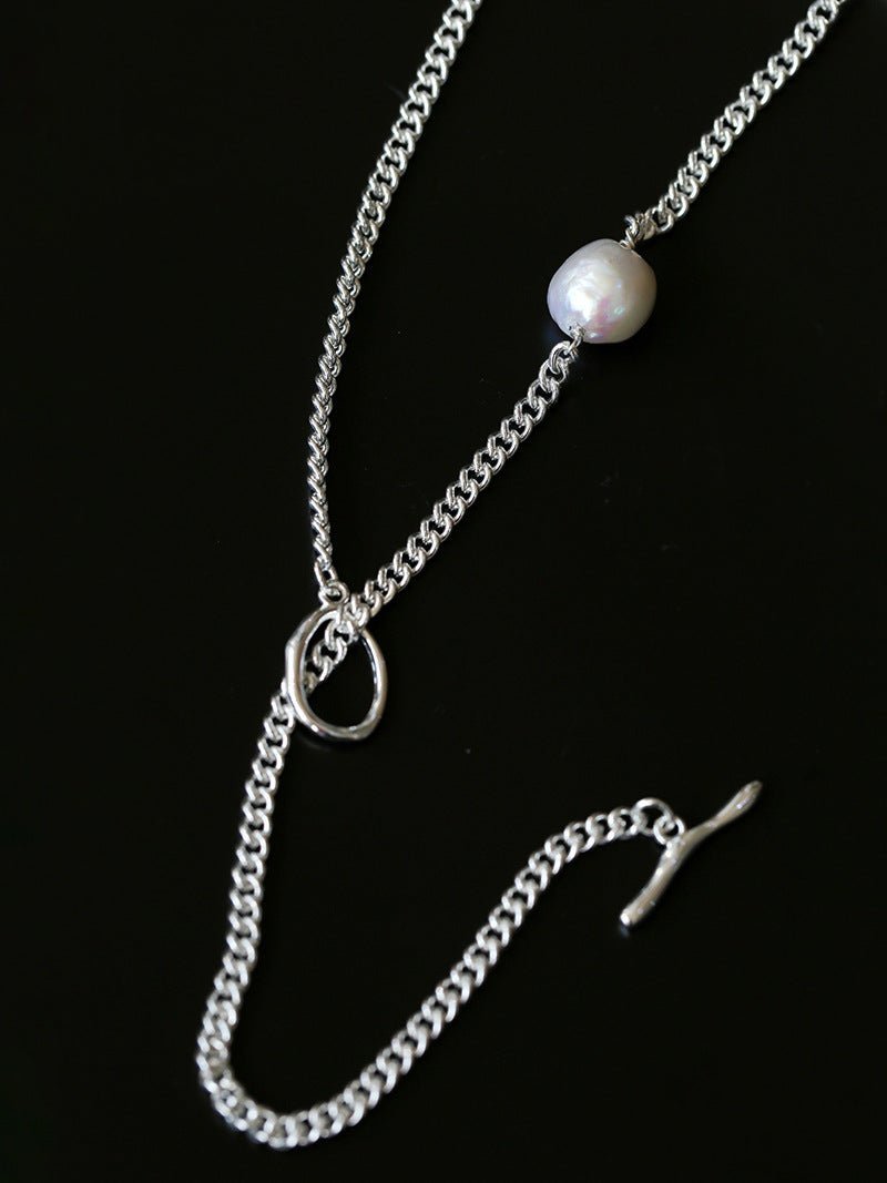 Baroque Pearl Pendant Chain Necklace - floysun