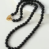 Black Agate Beaded Long Necklace - floysun