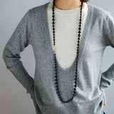 Black Agate Long Necklace - floysun