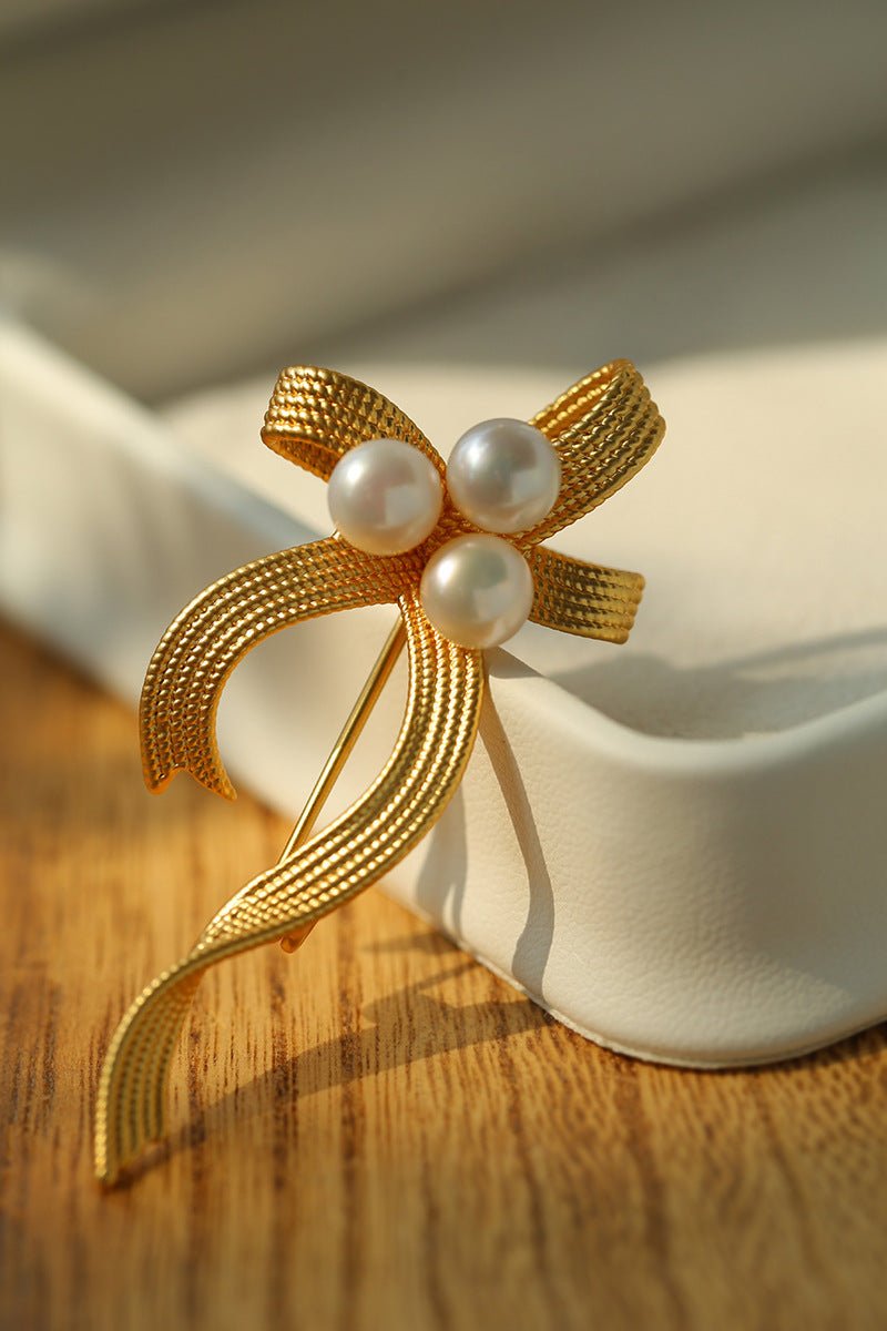 Bow Freshwater Pearl Brooches - floysun