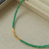 Broken Gold Green Agate Beaded Necklace - floysun
