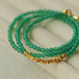Broken Gold Green Agate Beaded Necklace - floysun