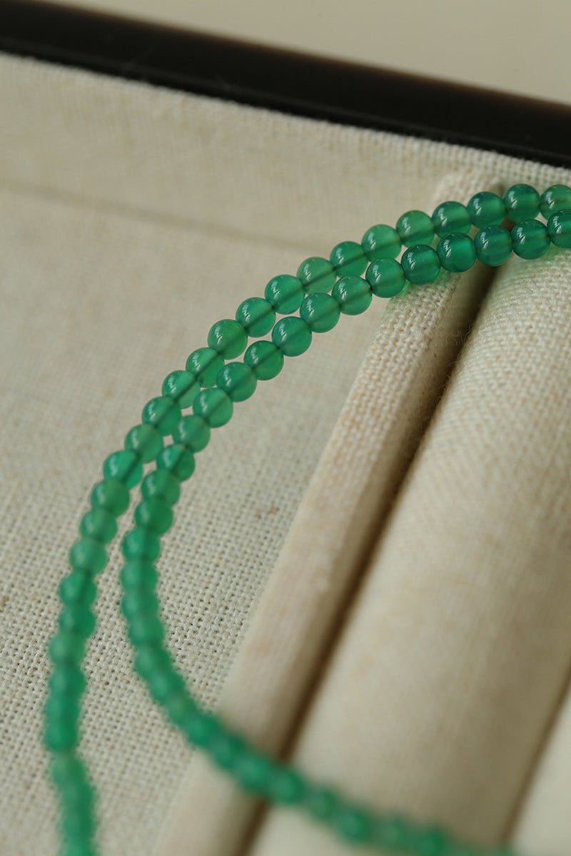 Broken Gold Green Agate Beaded Necklace - floysun