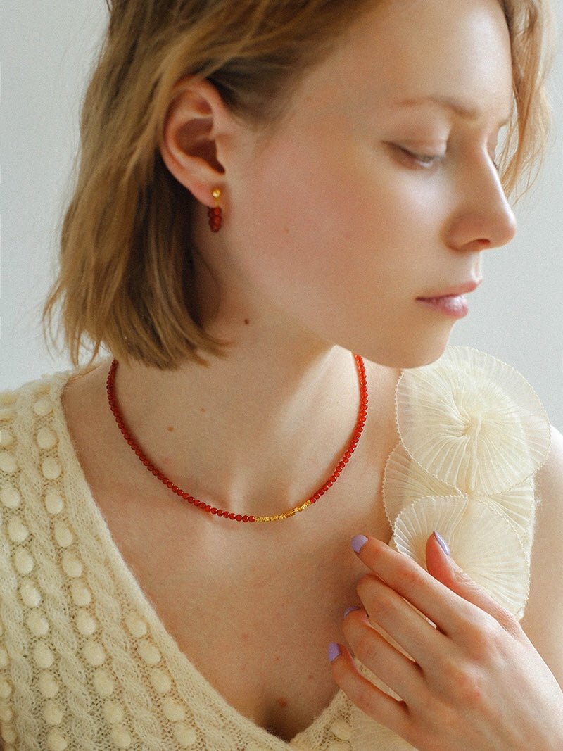 Broken Gold Onyx Stone Beaded Necklaces - floysun