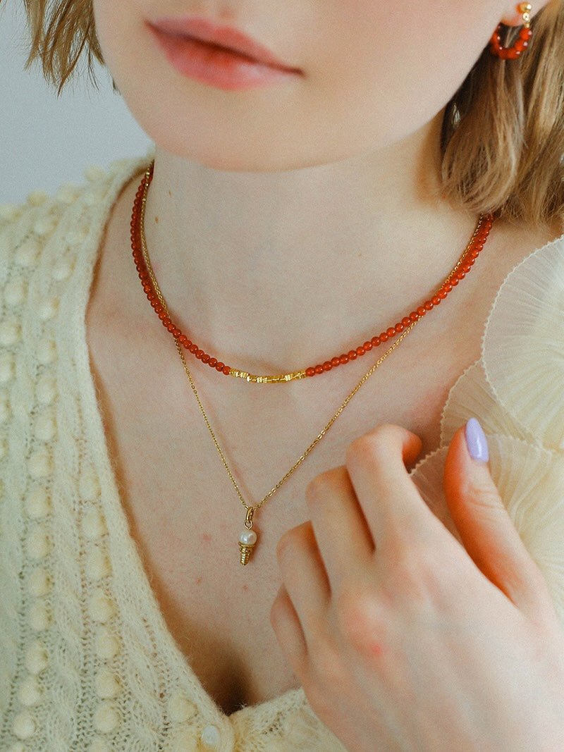 Broken Gold Onyx Stone Beaded Necklaces - floysun