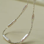 Broken Silver Toothpick Freshwater Pearl Necklaces - floysun