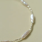 Broken Silver Toothpick Freshwater Pearl Necklaces - floysun