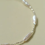 Broken Silver Toothpick Freshwater Pearl Necklaces - floysun