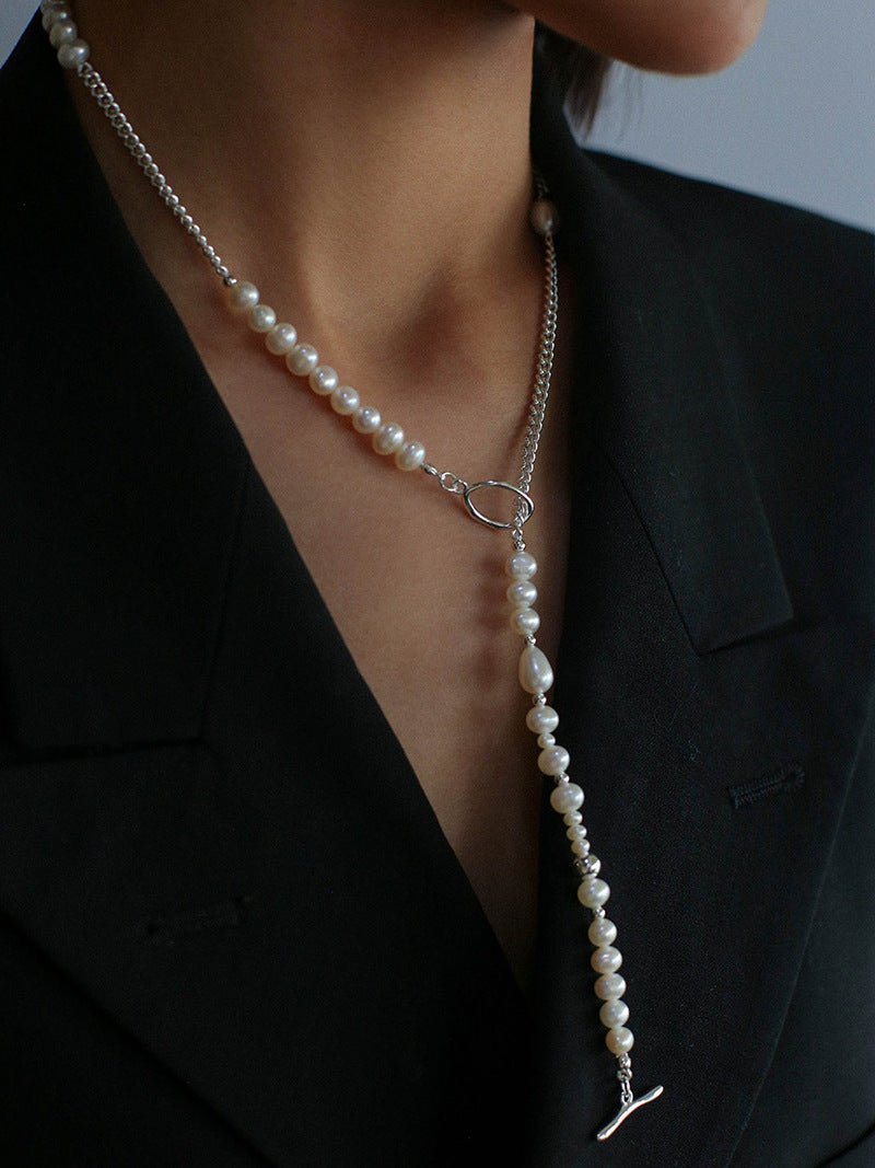 Chain Spliced Pearls Necklaces OT Buckle - floysun