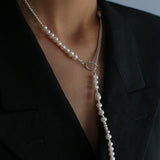 Chain Spliced Pearls Necklaces OT Buckle - floysun