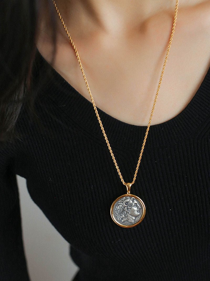 Classic Alexander Silver Coin Plus Necklace - floysun