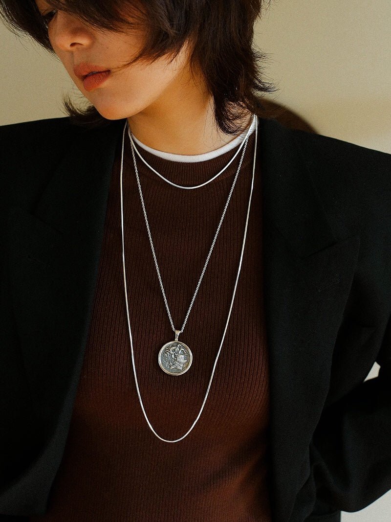 Classic Alexander Silver Coin Plus Necklace - floysun