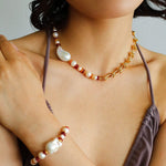 Colorful Beads & Baroque Pearls Twisted Chain Bracelet - floysun