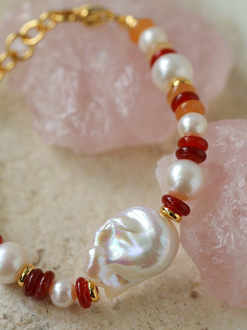 Colorful Beads & Baroque Pearls Twisted Chain Bracelet - floysun