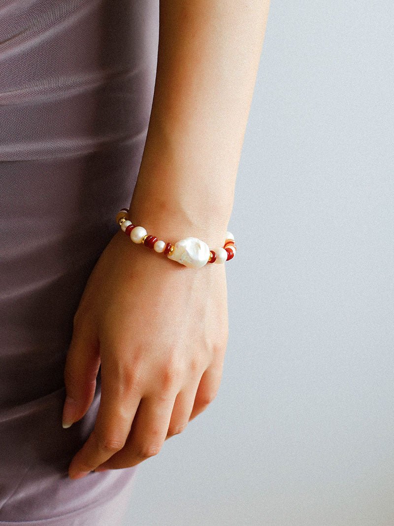 Colorful Beads & Baroque Pearls Twisted Chain Bracelet - floysun