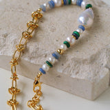Colorful Beads & Baroque Pearls Twisted Chain Necklace - floysun