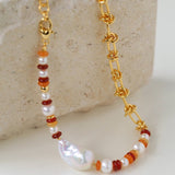 Colorful Beads & Baroque Pearls Twisted Chain Necklace - floysun