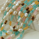 Colorful Natural Stone Stacked Beads Necklace - floysun