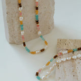Colorful Natural Stone Stacked Beads Necklace - floysun