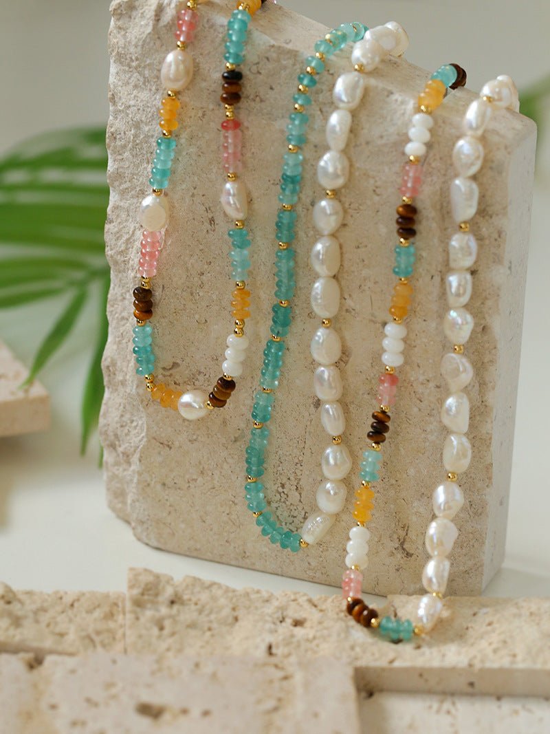 Colorful Natural Stone Stacked Beads Necklace - floysun