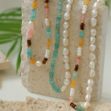 Colorful Natural Stone Stacked Beads Necklace - floysun