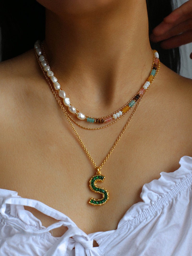 Colorful Natural Stone Stacked Beads Necklace - floysun