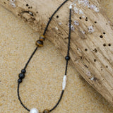 Contrasting Aesthetics Black Onyx Tiger Eye Stone Necklace - floysun