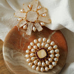 Crystal Cross Brooch & Sunflower Pearl Brooch - floysun