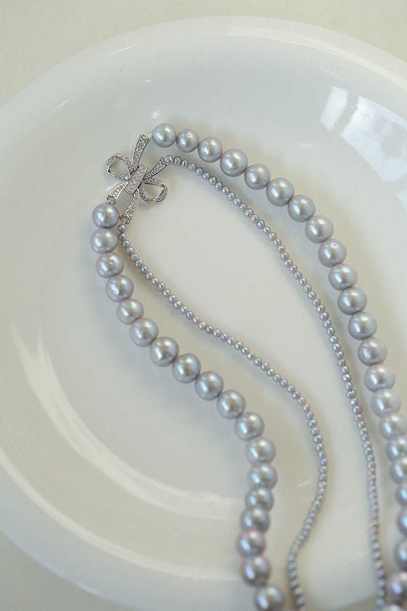 Double-Layer Freshwater Gray Pearl Necklace - floysun