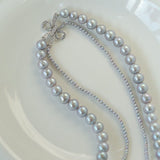 Double-Layer Freshwater Gray Pearl Necklace - floysun