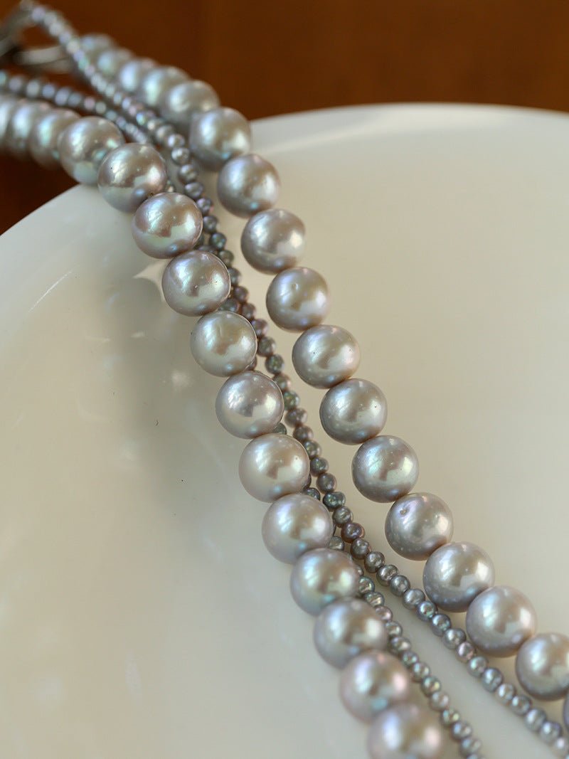 Double-Layer Freshwater Gray Pearl Necklace - floysun