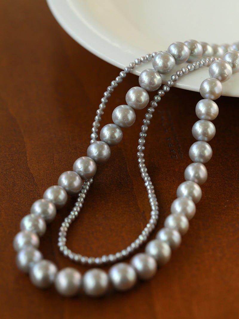 Double-Layer Freshwater Gray Pearl Necklace - floysun