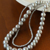 Double-Layer Freshwater Gray Pearl Necklace - floysun