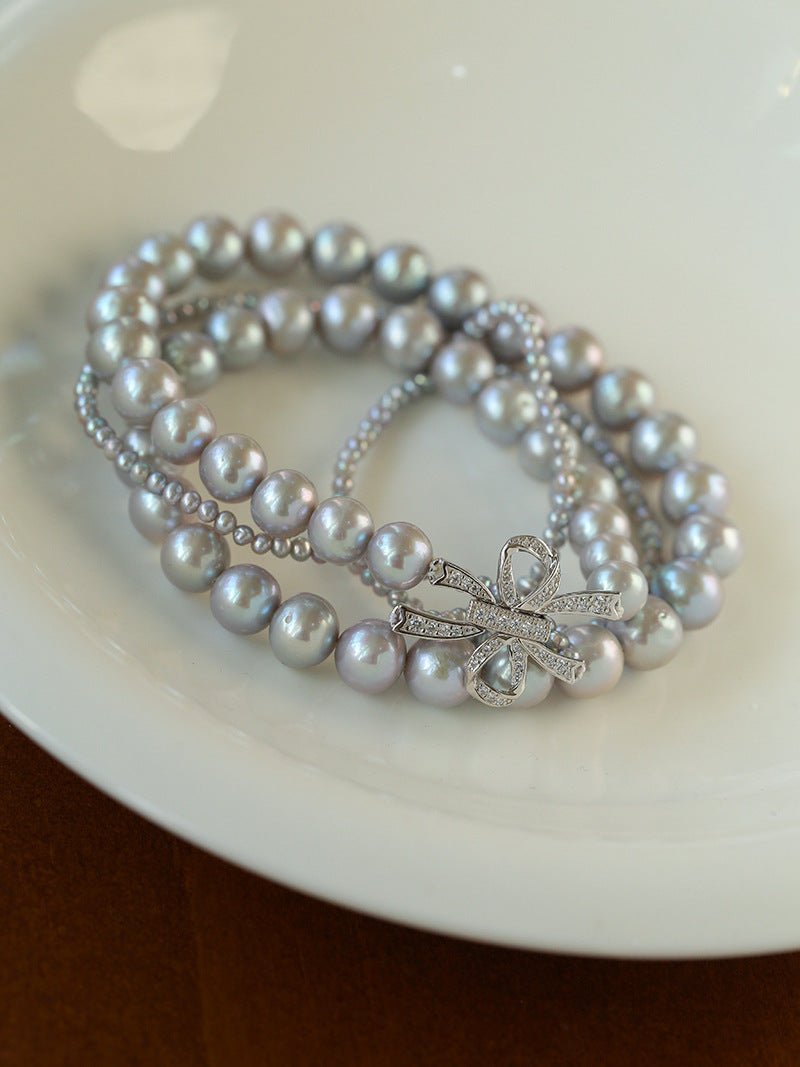 Double-Layer Freshwater Gray Pearl Necklace - floysun