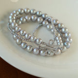 Double-Layer Freshwater Gray Pearl Necklace - floysun
