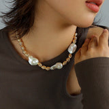 Fashionable Metallic Baroque Pearl Necklace A Style - floysun