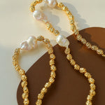 Fashionable Metallic Baroque Pearl Necklace A Style - floysun