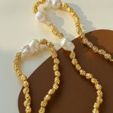 Fashionable Metallic Baroque Pearl Necklace A Style - floysun