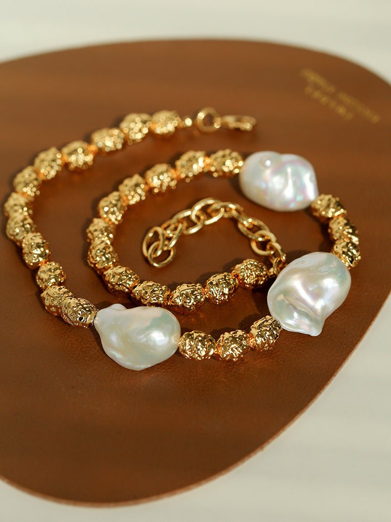 Fashionable Metallic Baroque Pearl Necklace A Style - floysun