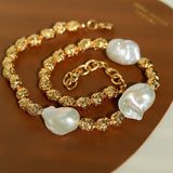 Fashionable Metallic Baroque Pearl Necklace A Style - floysun