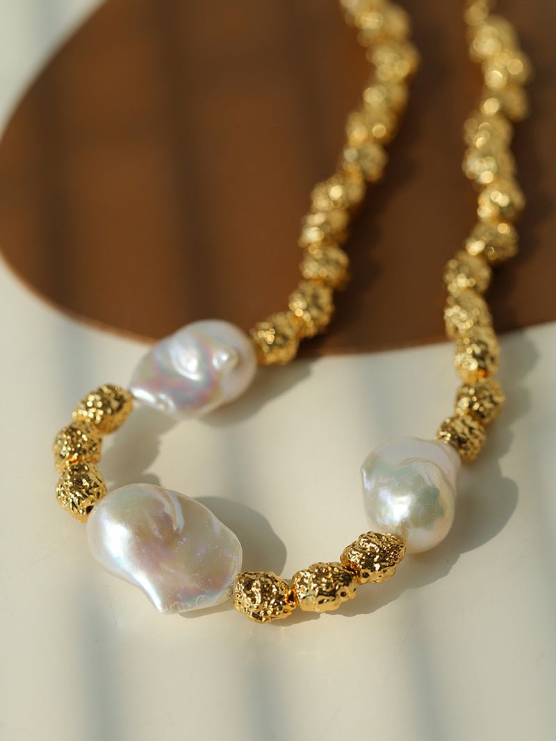 Fashionable Metallic Baroque Pearl Necklace A Style - floysun