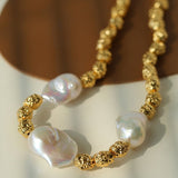 Fashionable Metallic Baroque Pearl Necklace A Style - floysun